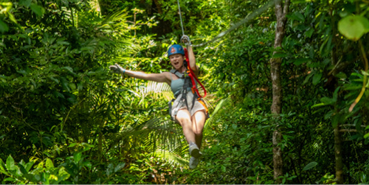 Girl Ziplining at Cape Tribulation